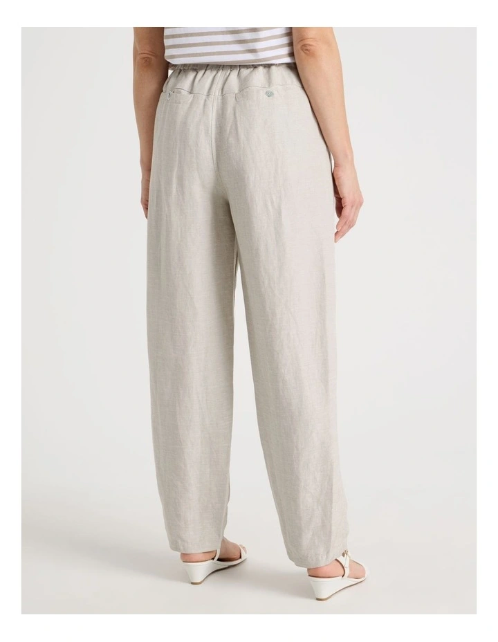 Elastic Waist Linen Blend Pant in Oatmeal image 4