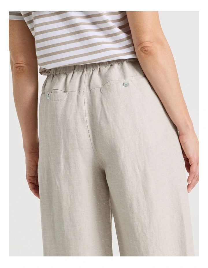 Elastic Waist Linen Blend Pant in Oatmeal image 5