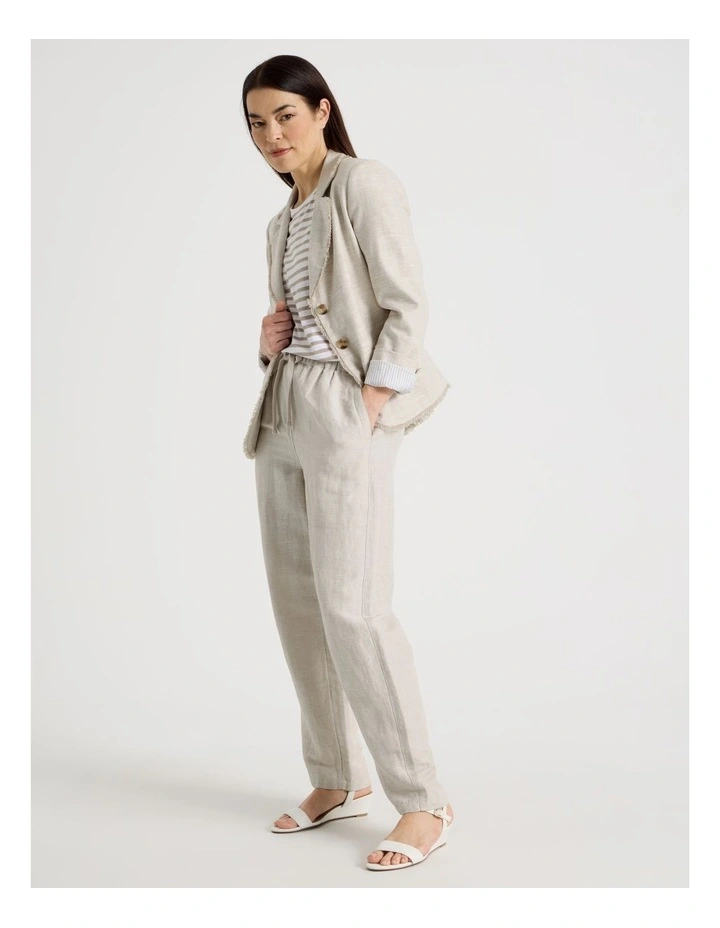 Elastic Waist Linen Blend Pant in Oatmeal image 6