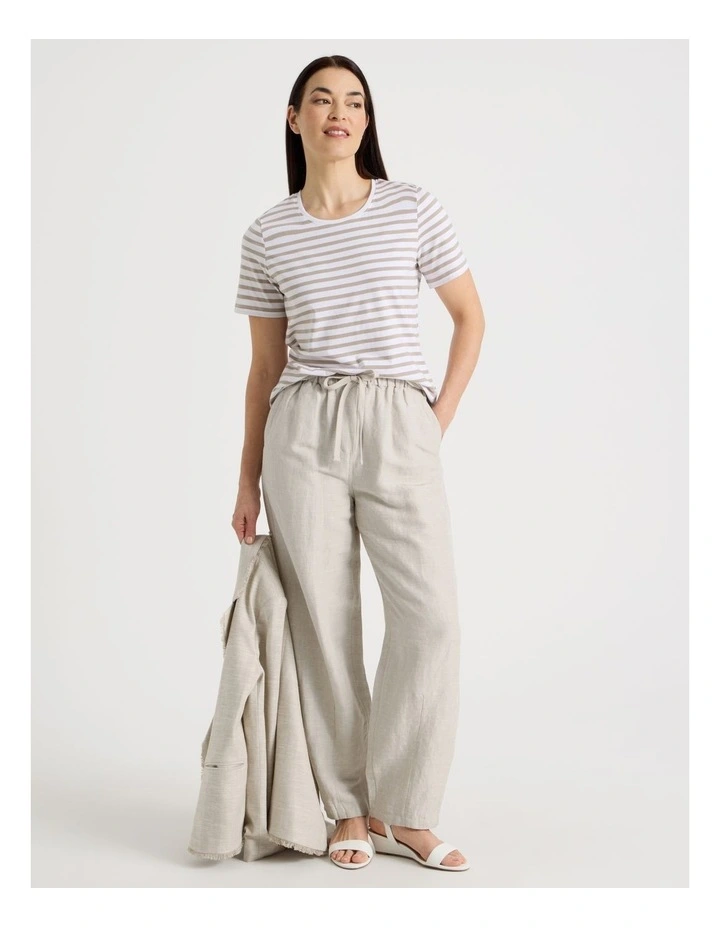 Elastic Waist Linen Blend Pant in Oatmeal image 7