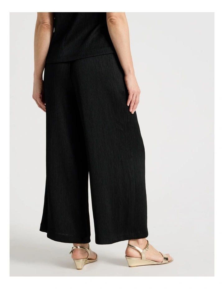 Elastic Waist Full Length Plisse Pant in Black image 6