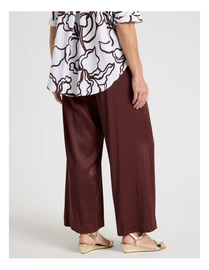 Wide Leg Elastic Back Satin Pant in Burgandy image 6