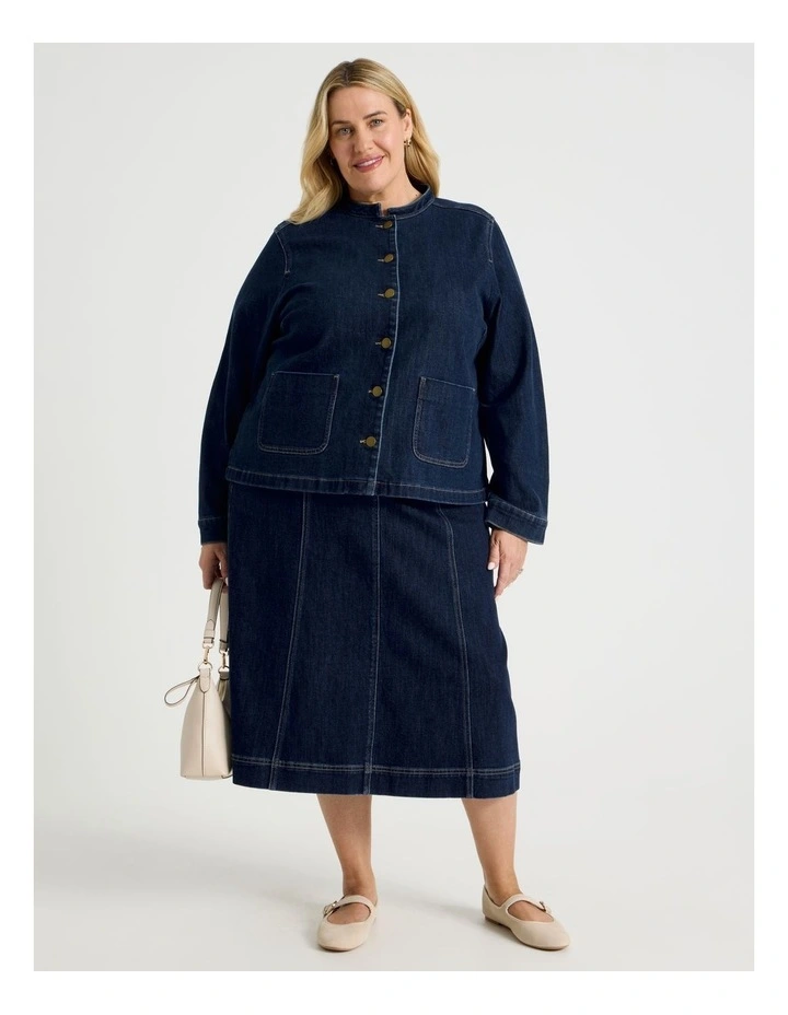 Aline Denim Skirt In Indigo image 7