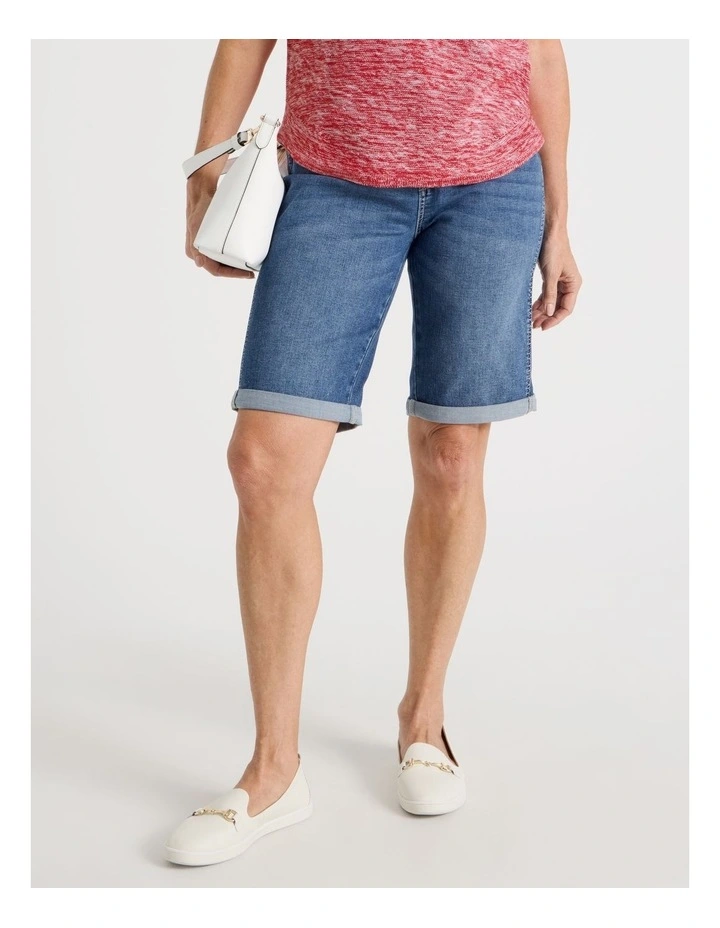 5 Pocket Stretch Denim Short in Light Indigo image 2