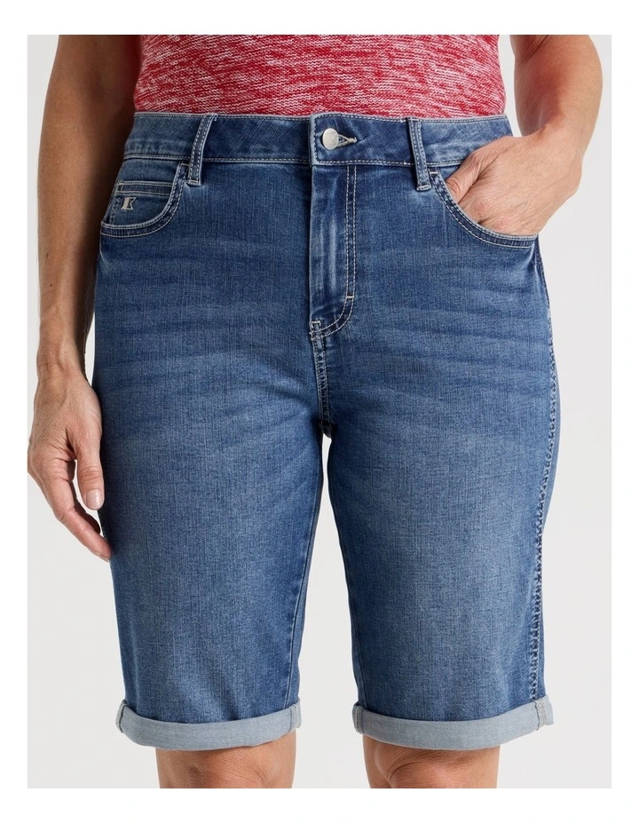 5 Pocket Stretch Denim Short in Light Indigo image 5