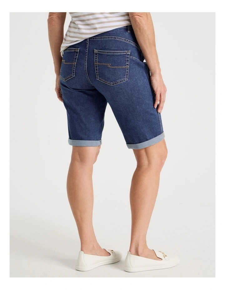 5 Pocket Stretch Denim Short in Mid Indigo image 5