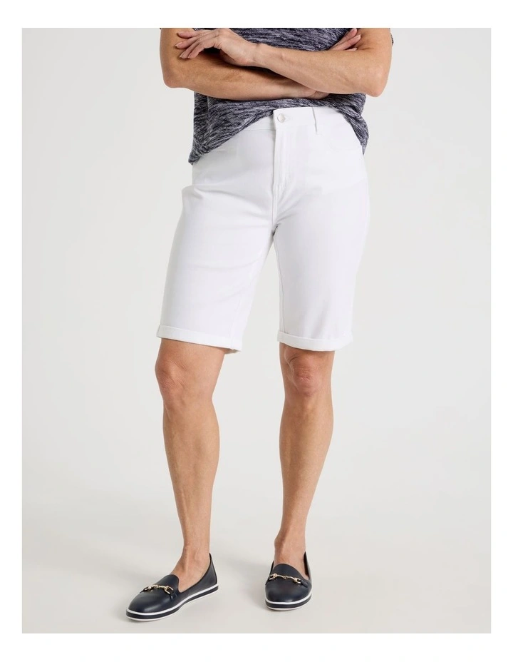 5 Pocket Stretch Denim Short in White image 1