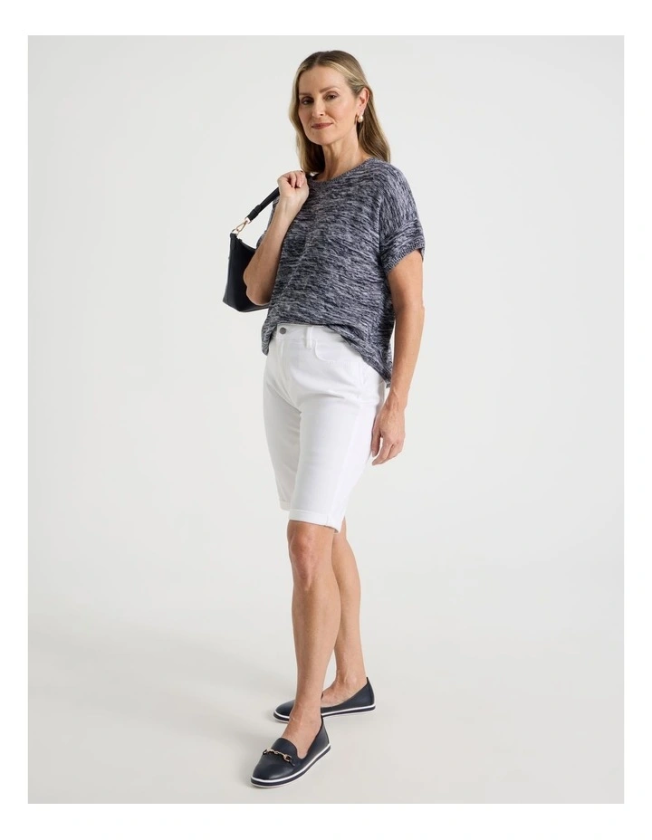 5 Pocket Stretch Denim Short in White image 2