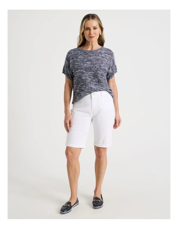 5 Pocket Stretch Denim Short in White image 3