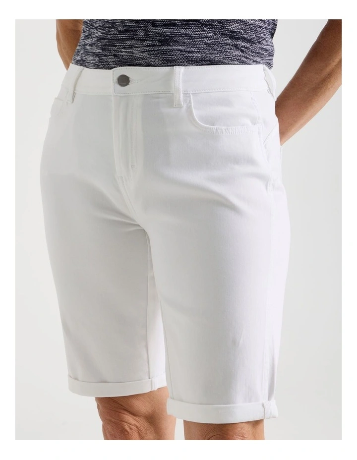 5 Pocket Stretch Denim Short in White image 4