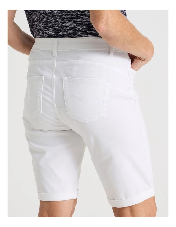 5 Pocket Stretch Denim Short in White image 6