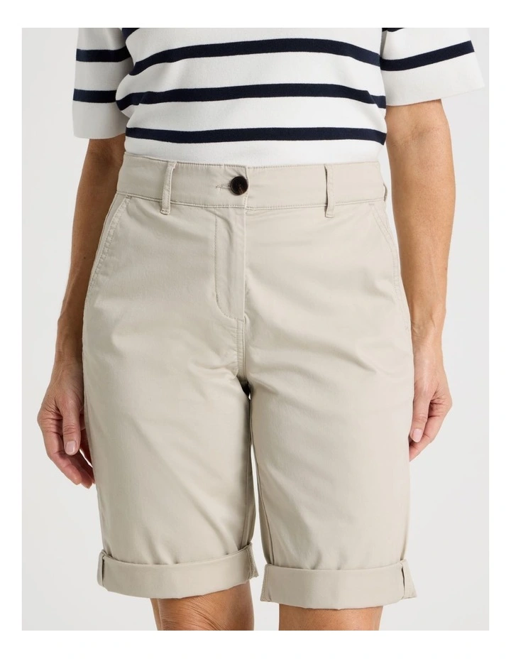 Stretch Chino Short With Rolled Cuff in Light Stone image 4