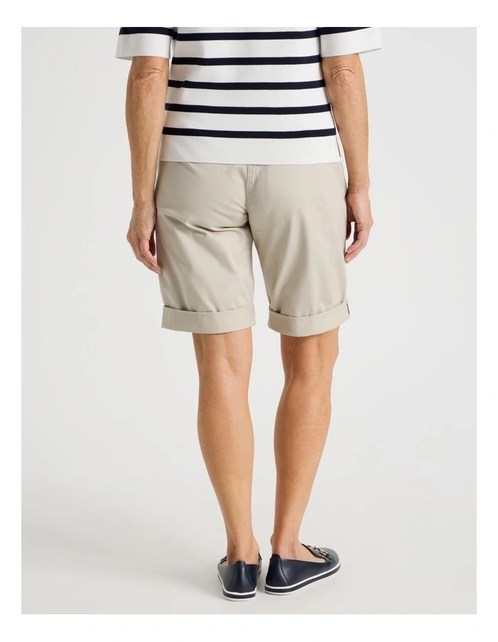 Stretch Chino Short With Rolled Cuff in Light Stone image 5