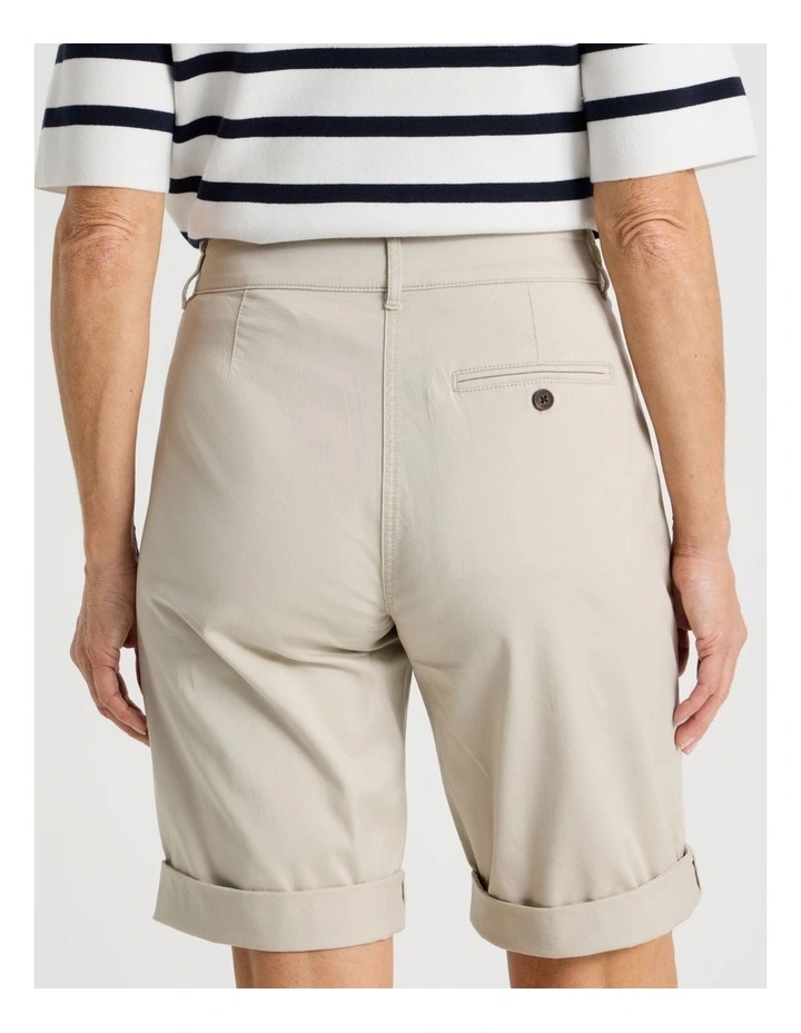 Stretch Chino Short With Rolled Cuff in Light Stone image 6