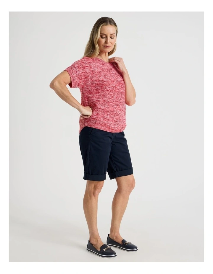 Stretch Chino Short with Rolled Cuff in Navy image 1
