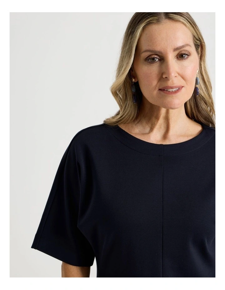 3/4 Sleeve Ponte Dress With Pockets in Navy image 6