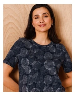 Wardrobe Staple Short Sleeve Tee In Spot On Spot Print Navy/White