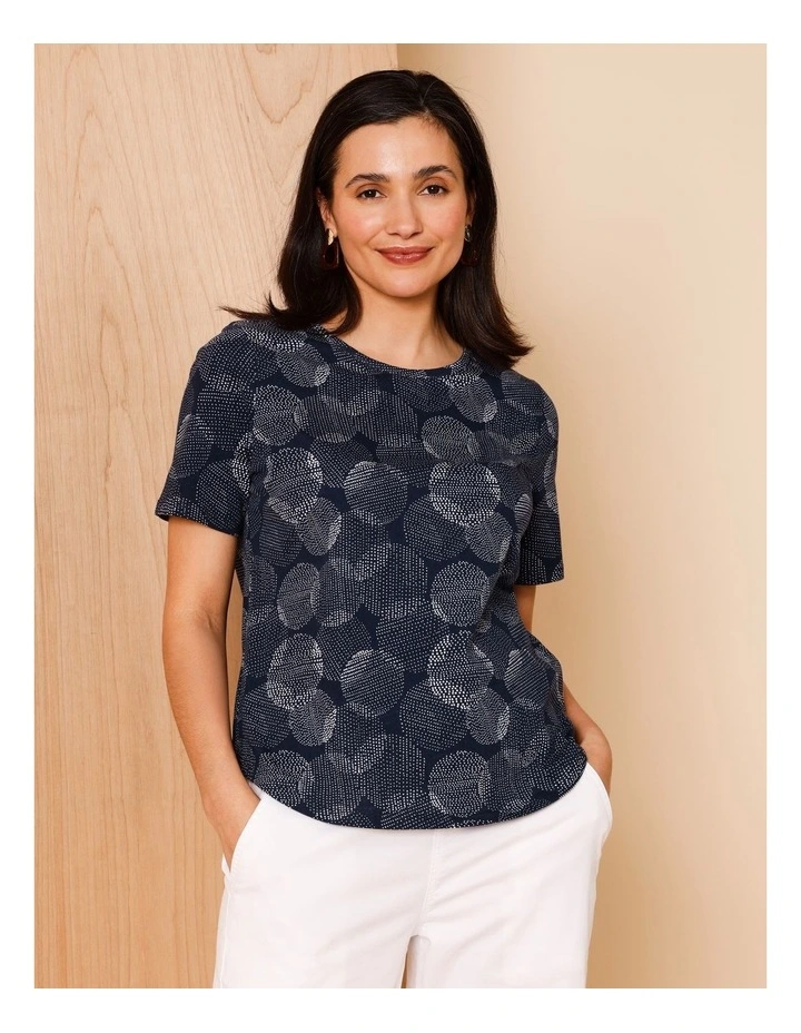 Wardrobe Staple Short Sleeve Tee In Spot On Spot Print Navy/White image 2