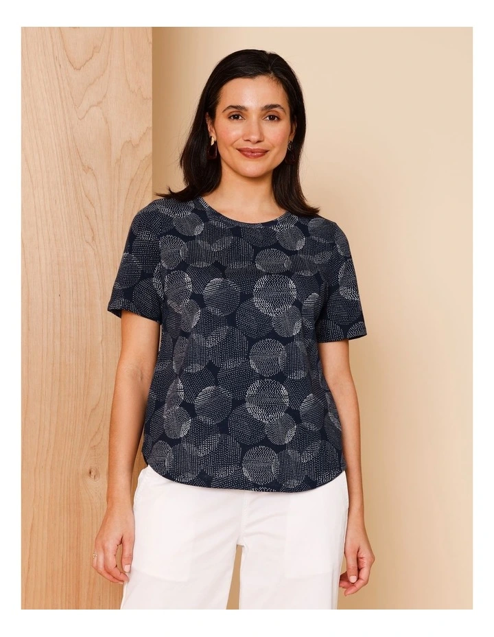 Wardrobe Staple Short Sleeve Tee In Spot On Spot Print Navy/White image 4
