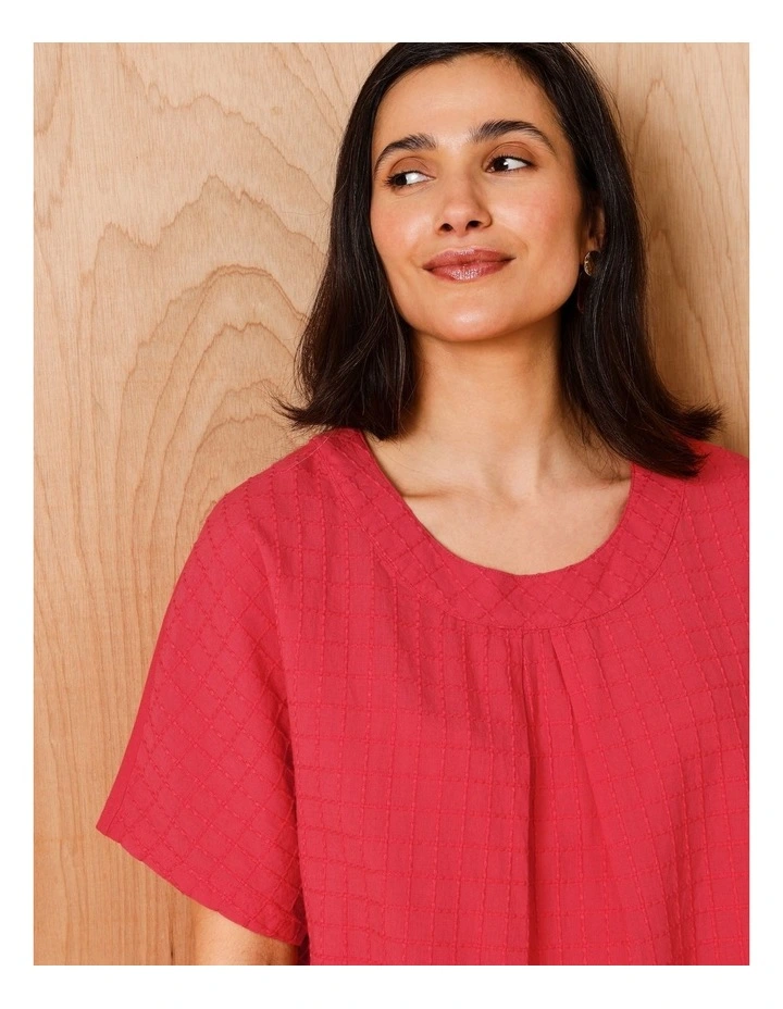 Magyar Sleeve Woven Front Tee With Tuck Neck And Knit Back In Sunset image 4