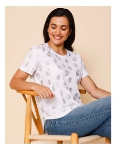 Wardrobe Staple Short Sleeve Tee In White Foil Print