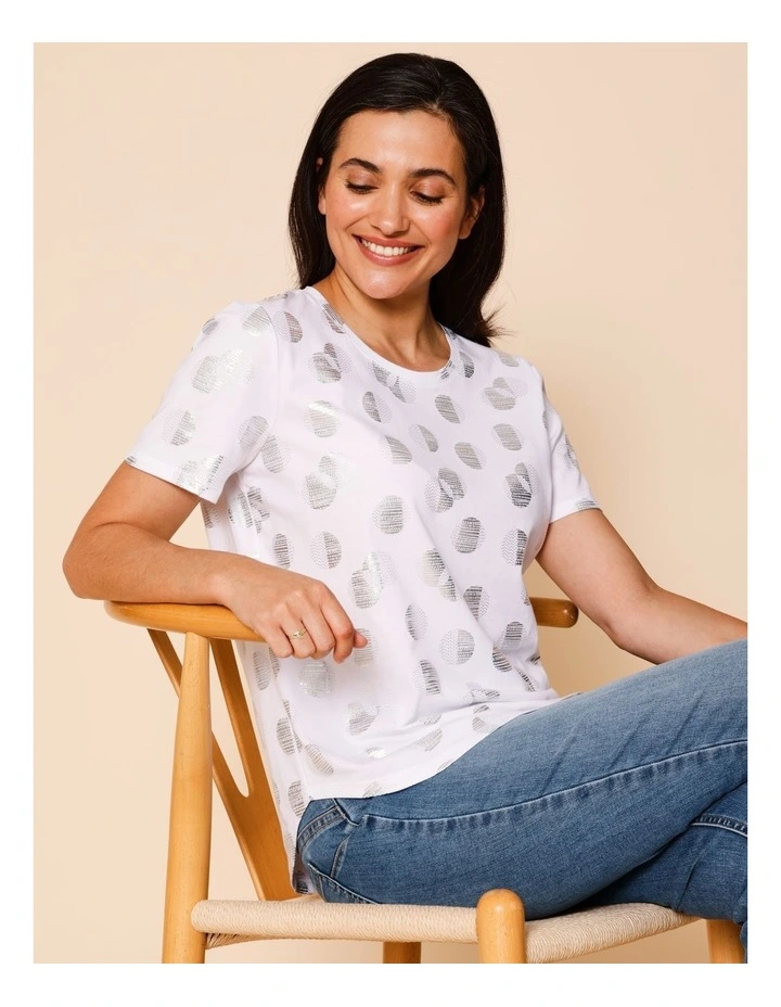 Wardrobe Staple Short Sleeve Tee In White Foil Print image 1