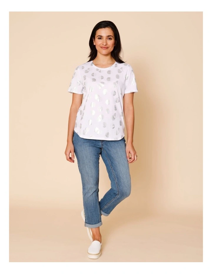 Wardrobe Staple Short Sleeve Tee In White Foil Print image 2