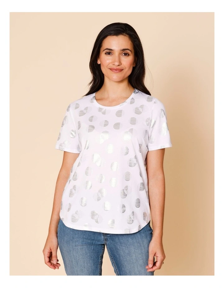 Wardrobe Staple Short Sleeve Tee In White Foil Print image 3