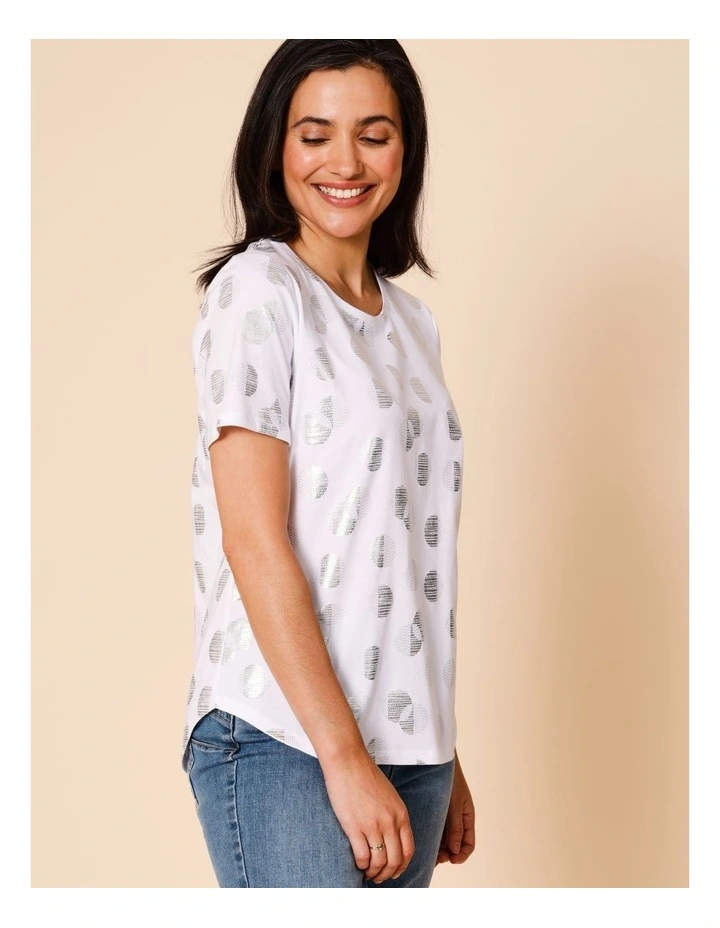 Wardrobe Staple Short Sleeve Tee In White Foil Print image 4