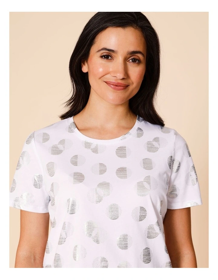 Wardrobe Staple Short Sleeve Tee In White Foil Print image 5