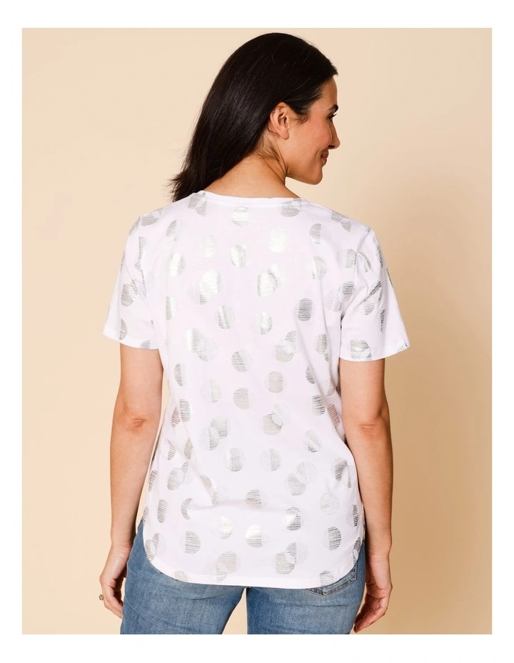 Wardrobe Staple Short Sleeve Tee In White Foil Print image 6