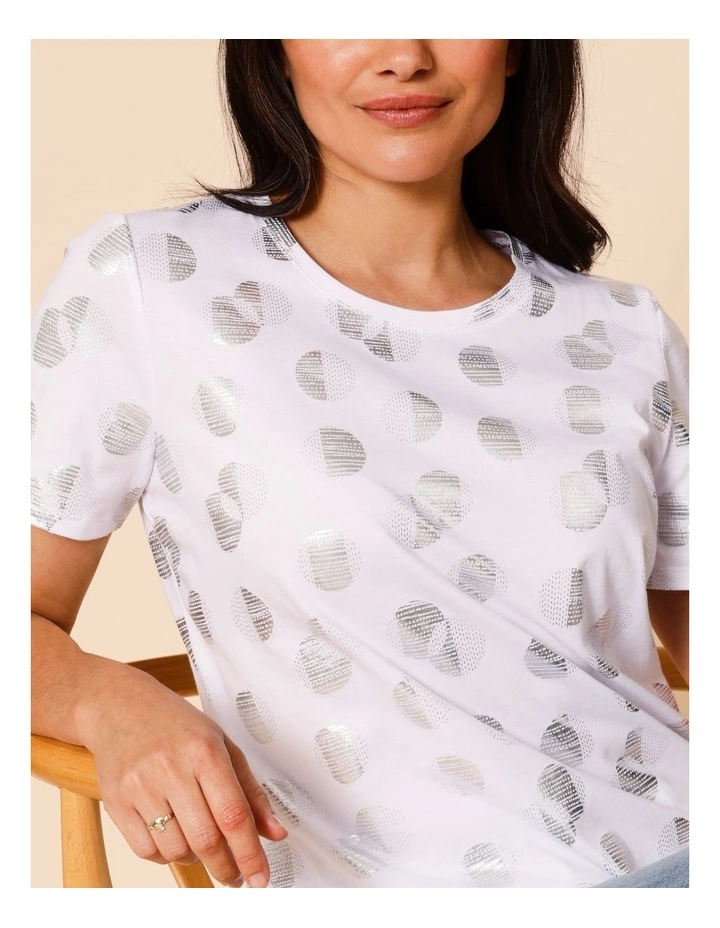 Wardrobe Staple Short Sleeve Tee In White Foil Print image 7