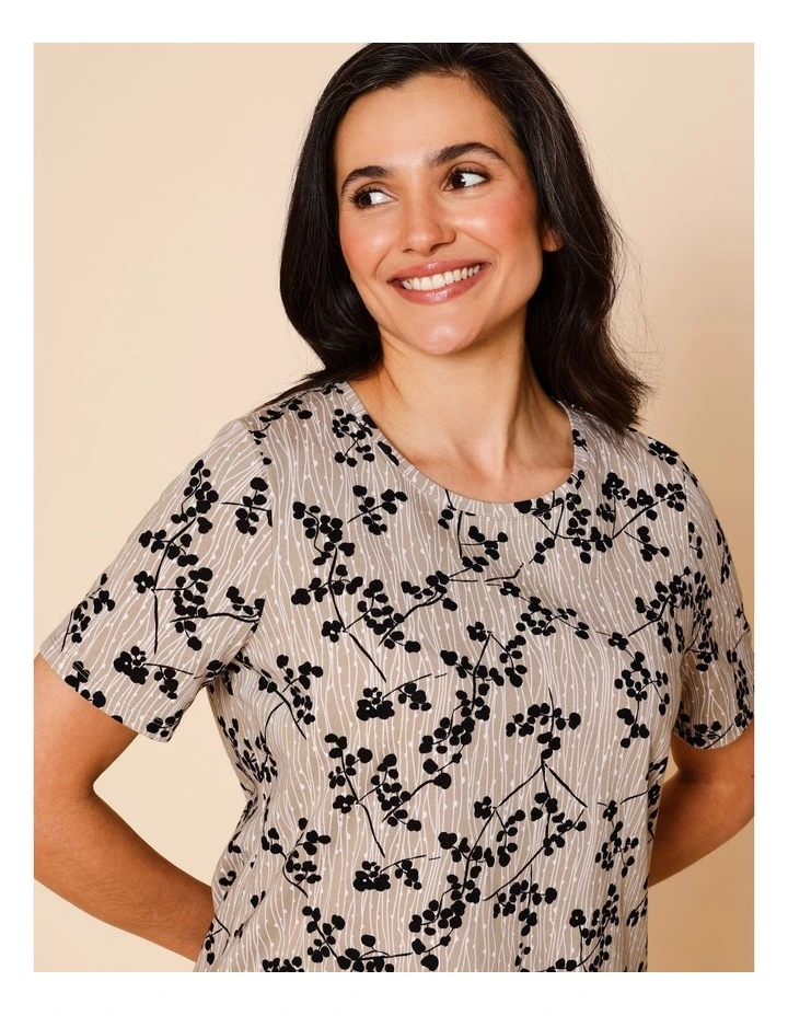 Wardrobe Staple Short Sleeve Tee In Neutral With Monotone Black Floral image 2