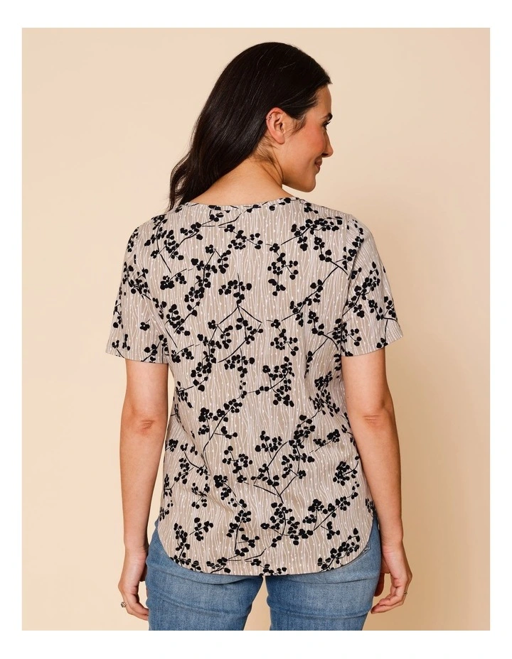 Wardrobe Staple Short Sleeve Tee In Neutral With Monotone Black Floral image 6
