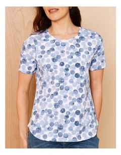 Wardrobe Staple Short Sleeve Tee In Blues Watercolour Spot