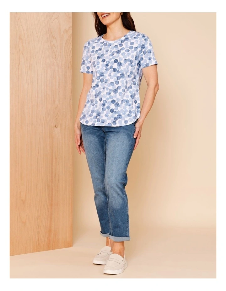 Wardrobe Staple Short Sleeve Tee In Blues Watercolour Spot image 2