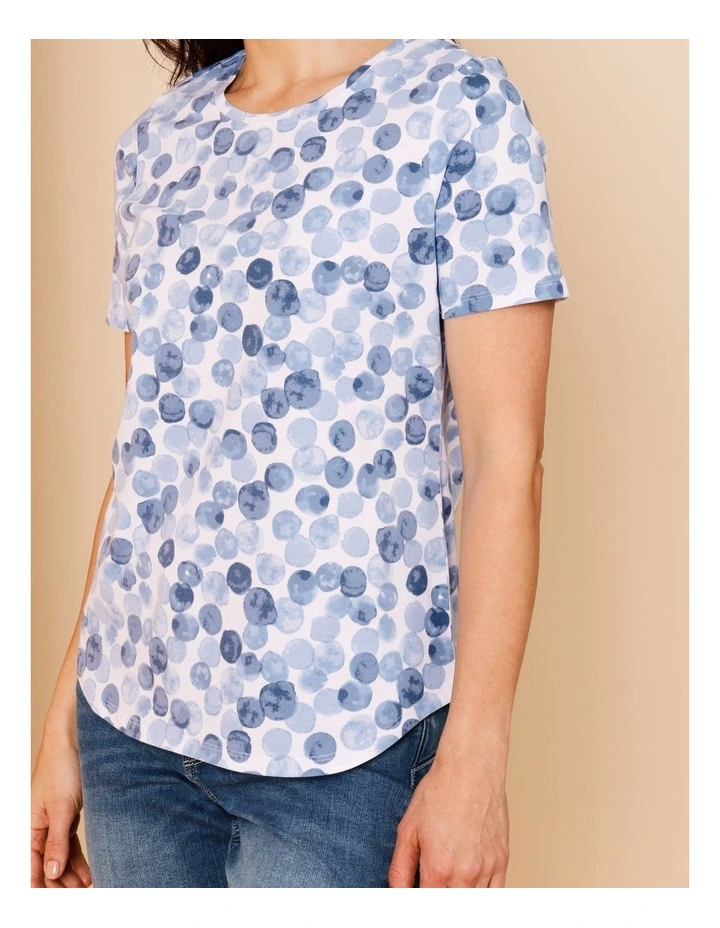 Wardrobe Staple Short Sleeve Tee In Blues Watercolour Spot image 3