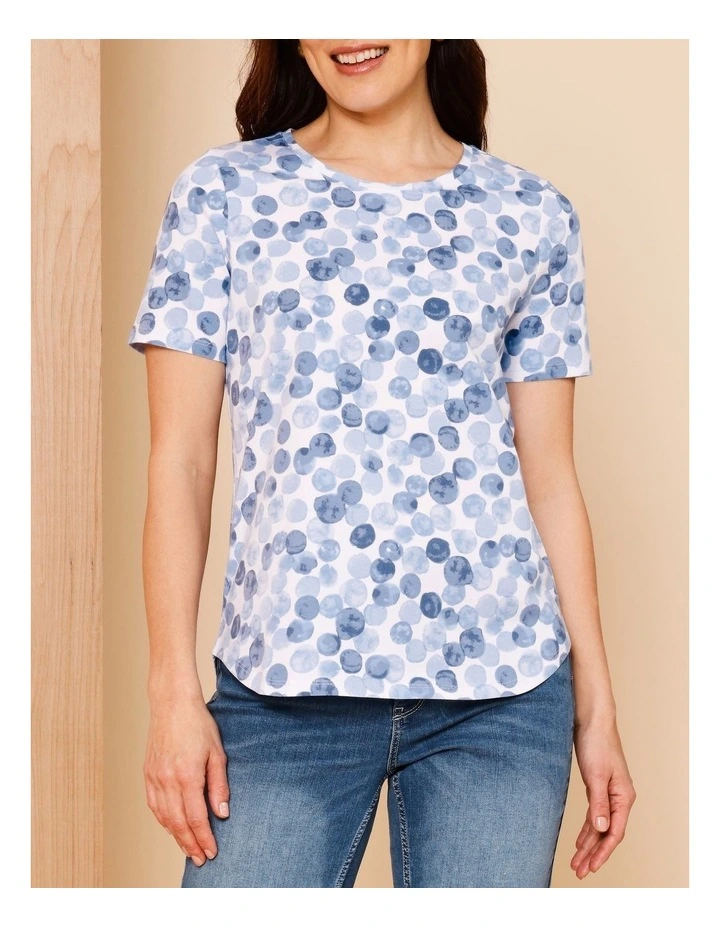 Wardrobe Staple Short Sleeve Tee In Blues Watercolour Spot image 4
