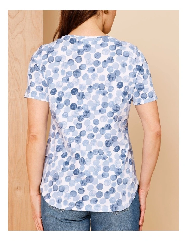 Wardrobe Staple Short Sleeve Tee In Blues Watercolour Spot image 6