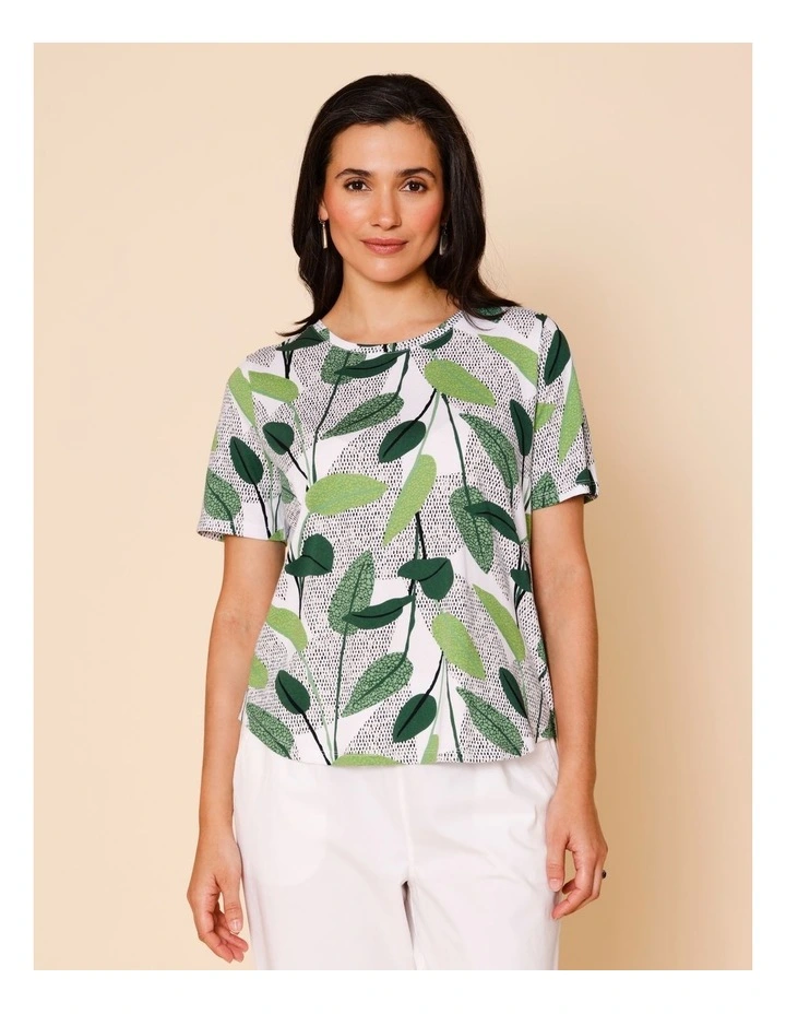 Wardrobe Staple Short Sleeve Tee In Green Layered Spot Leaf image 1