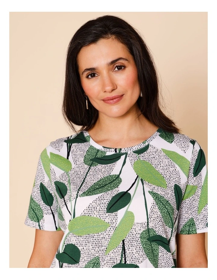 Wardrobe Staple Short Sleeve Tee In Green Layered Spot Leaf image 2