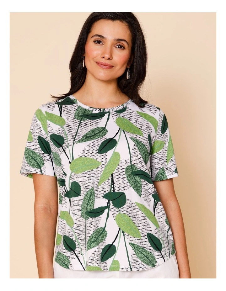 Wardrobe Staple Short Sleeve Tee In Green Layered Spot Leaf image 4