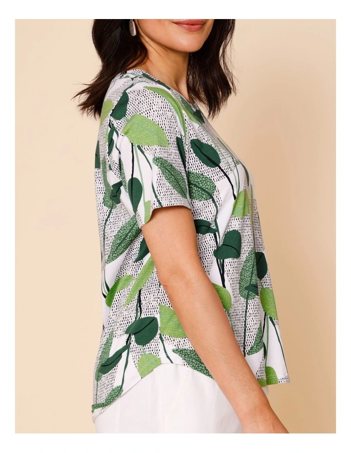 Wardrobe Staple Short Sleeve Tee In Green Layered Spot Leaf image 5