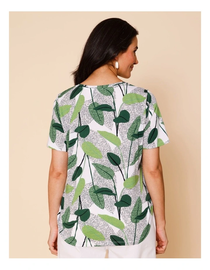 Wardrobe Staple Short Sleeve Tee In Green Layered Spot Leaf image 6