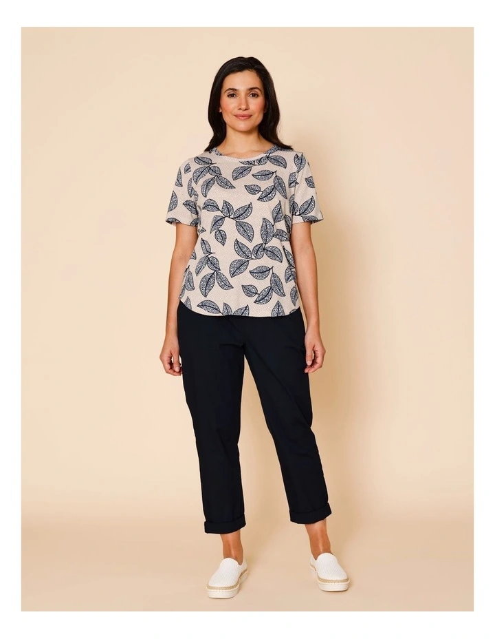 Wardrobe Staple Short Sleeve Tee In Navy/Neutral Spot Leaf image 3