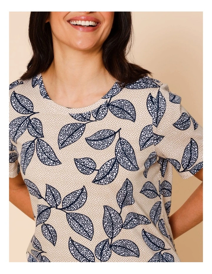 Wardrobe Staple Short Sleeve Tee In Navy/Neutral Spot Leaf image 4