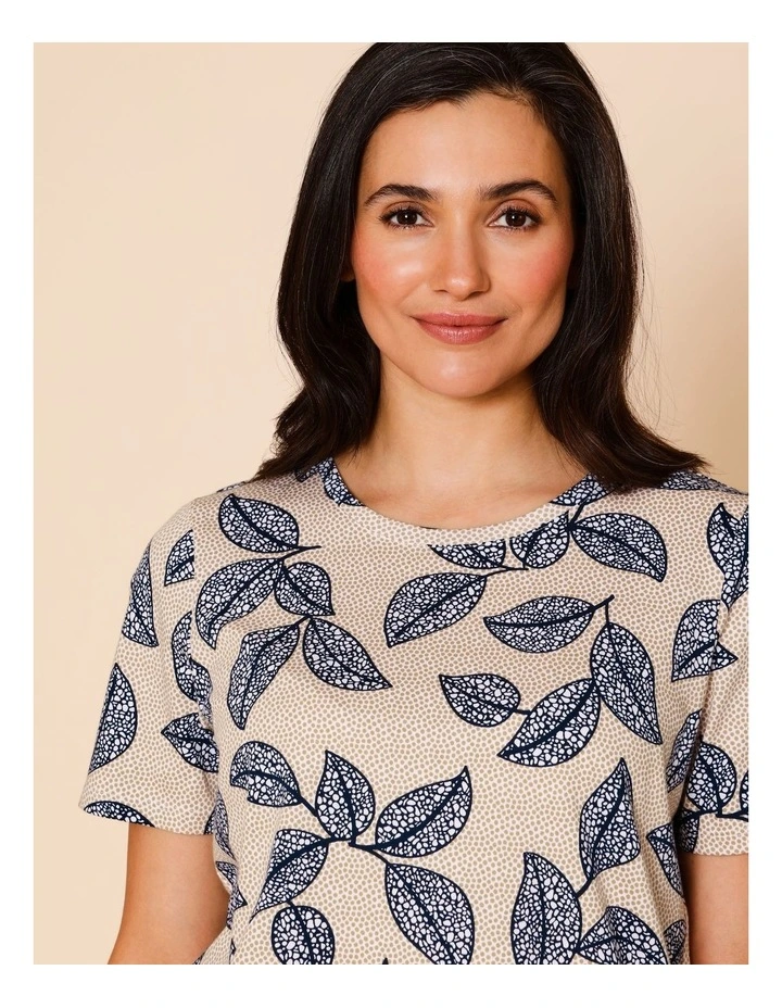 Wardrobe Staple Short Sleeve Tee In Navy/Neutral Spot Leaf image 5