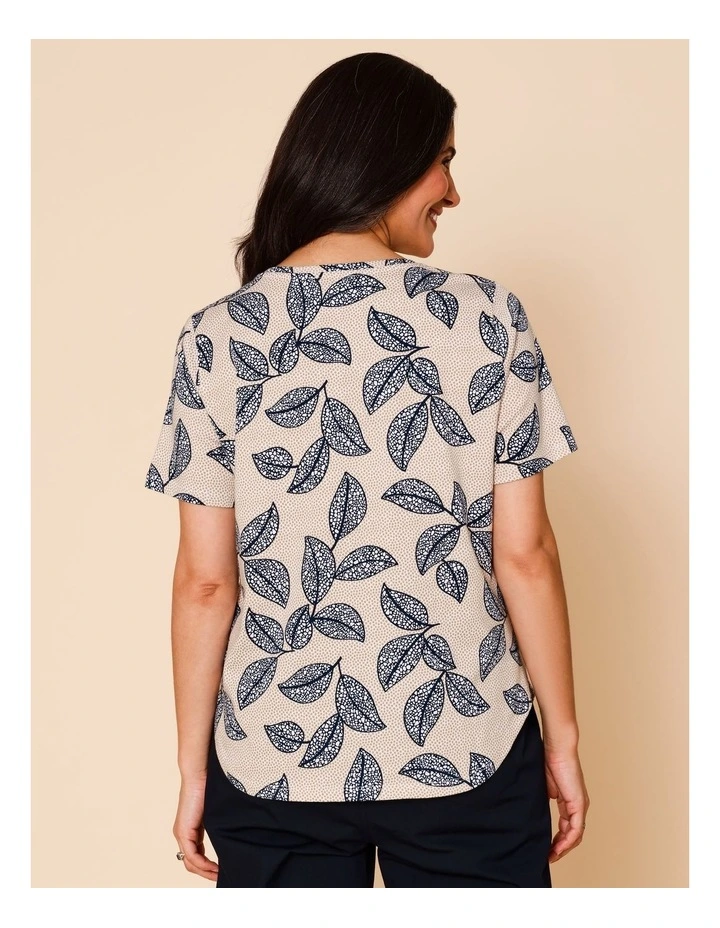Wardrobe Staple Short Sleeve Tee In Navy/Neutral Spot Leaf image 6