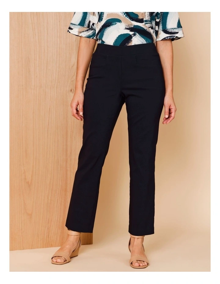 Wardrobe Staple Stretch Full Length Straight Pant In Navy image 1