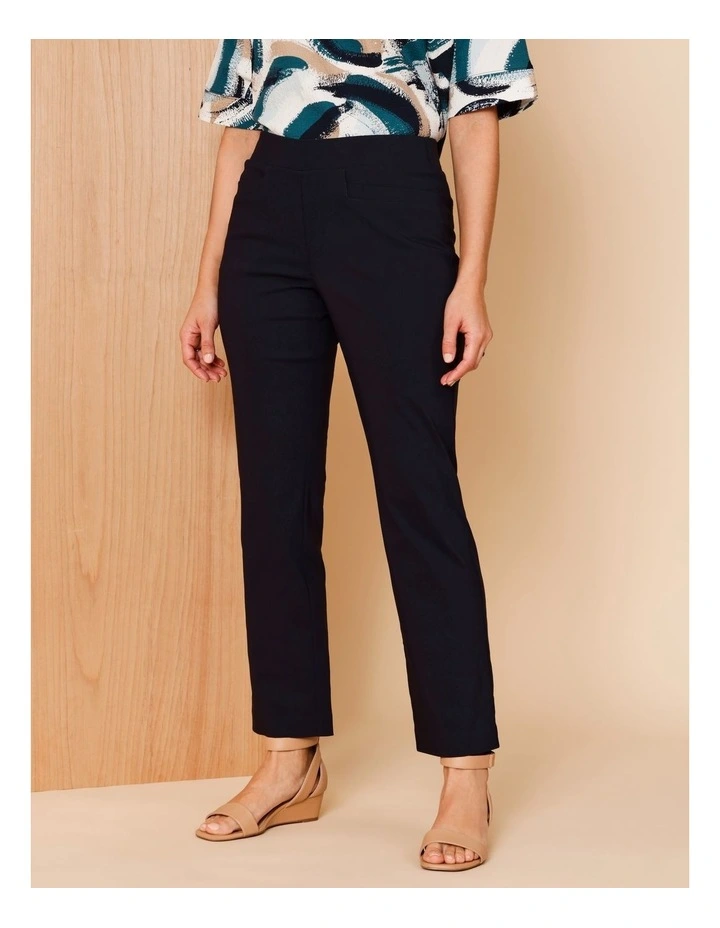 Wardrobe Staple Stretch Full Length Straight Pant In Navy image 3